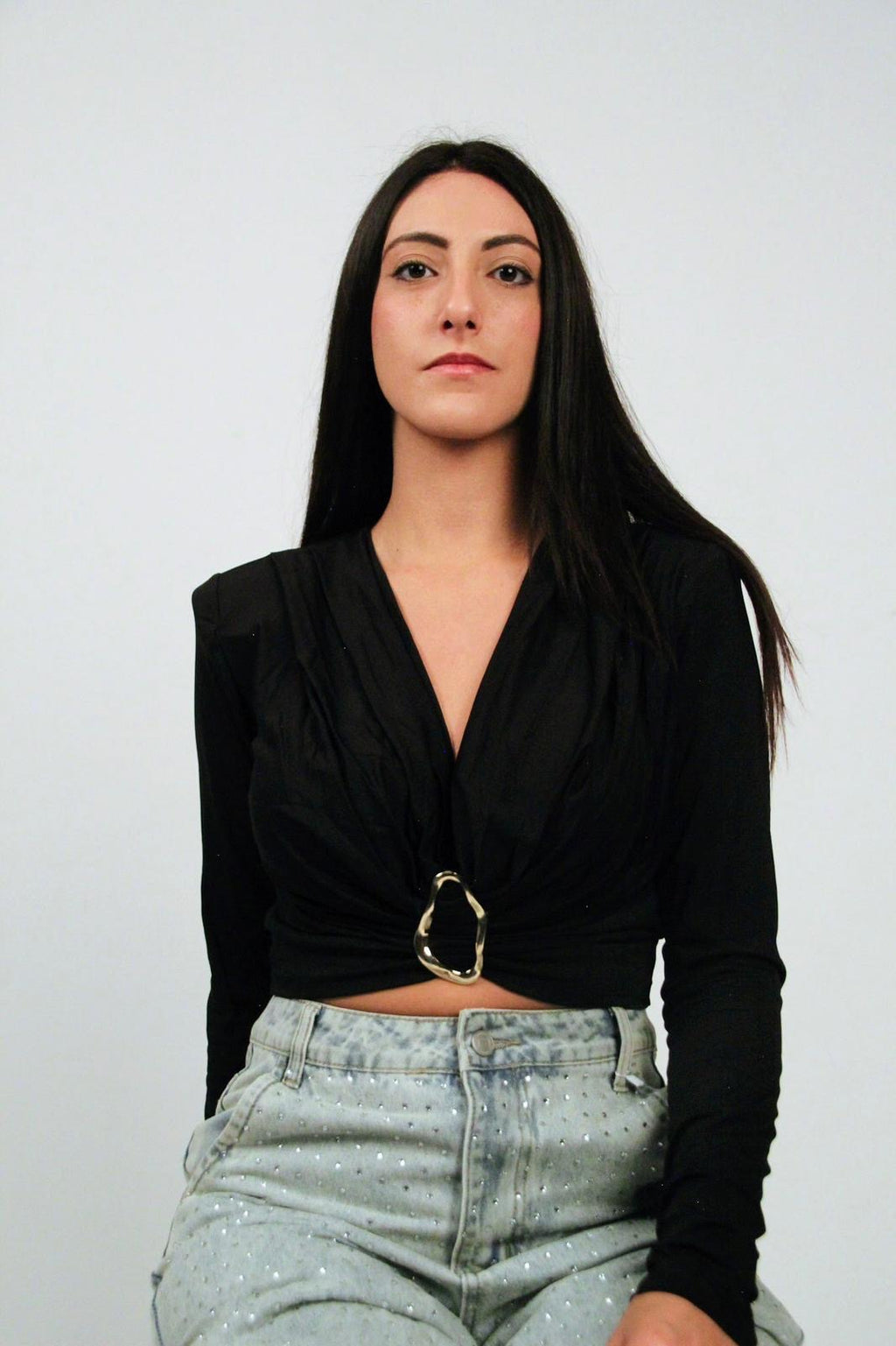 Crop Saint-Tropez Nero